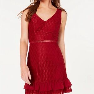 City Studio Burgundy Lace Dress